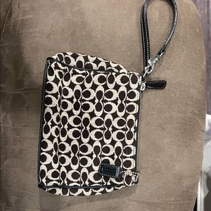 Coach Signature Brown and Cream oversized Wristlet